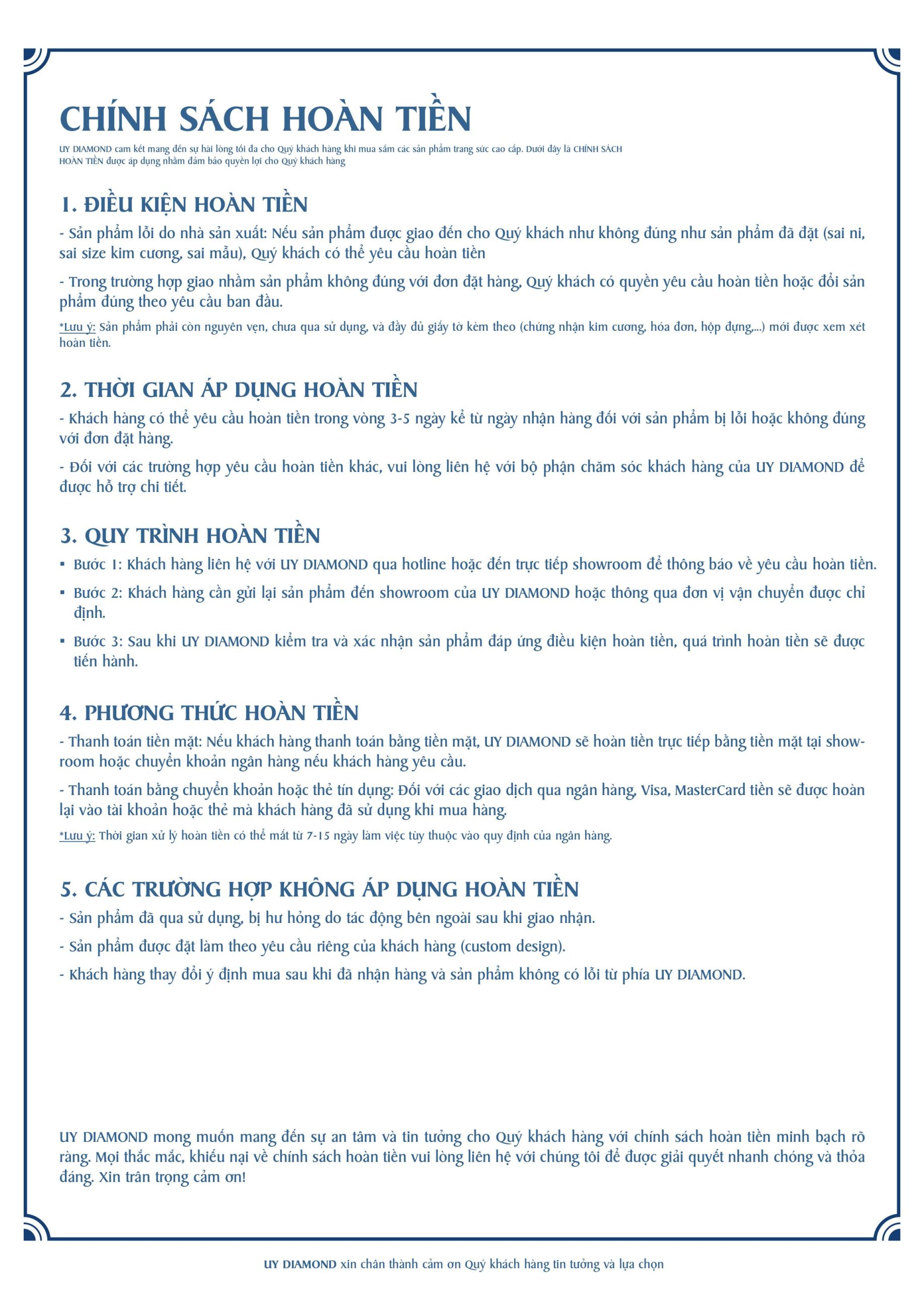 Chính sách hoàn tiền